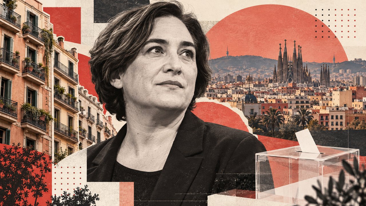 Ada Colau, con Barcelona al fondo.