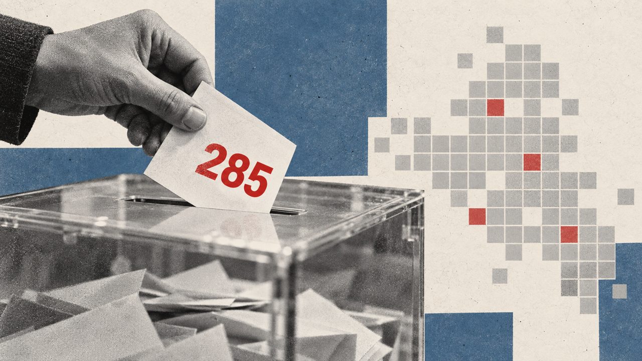 Una papereta amb el número 285 i el mapa de la província: un collage.